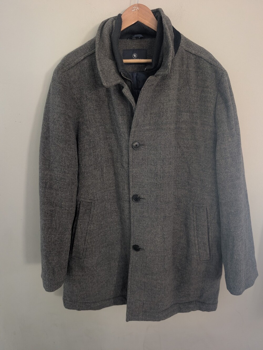 Hart Schaffner Marx Gray Heavy Wool Jacket Overcoat Size XL